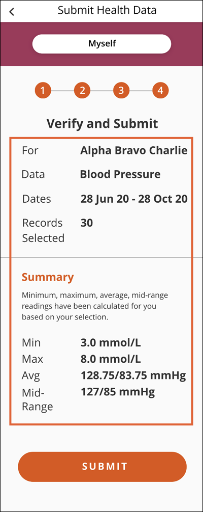 Verify and Submit Blood Pressure Data